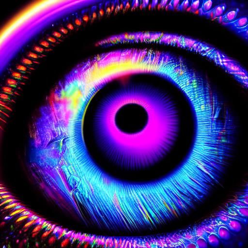 Rainbow Metal Eye with Gemstones and Fractal Details