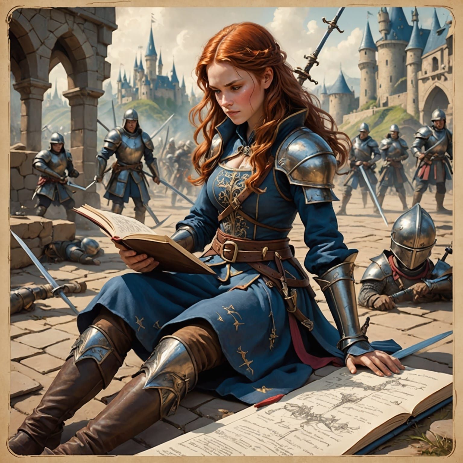 Girl Sketches Fantasyland Battle Scene in Diary