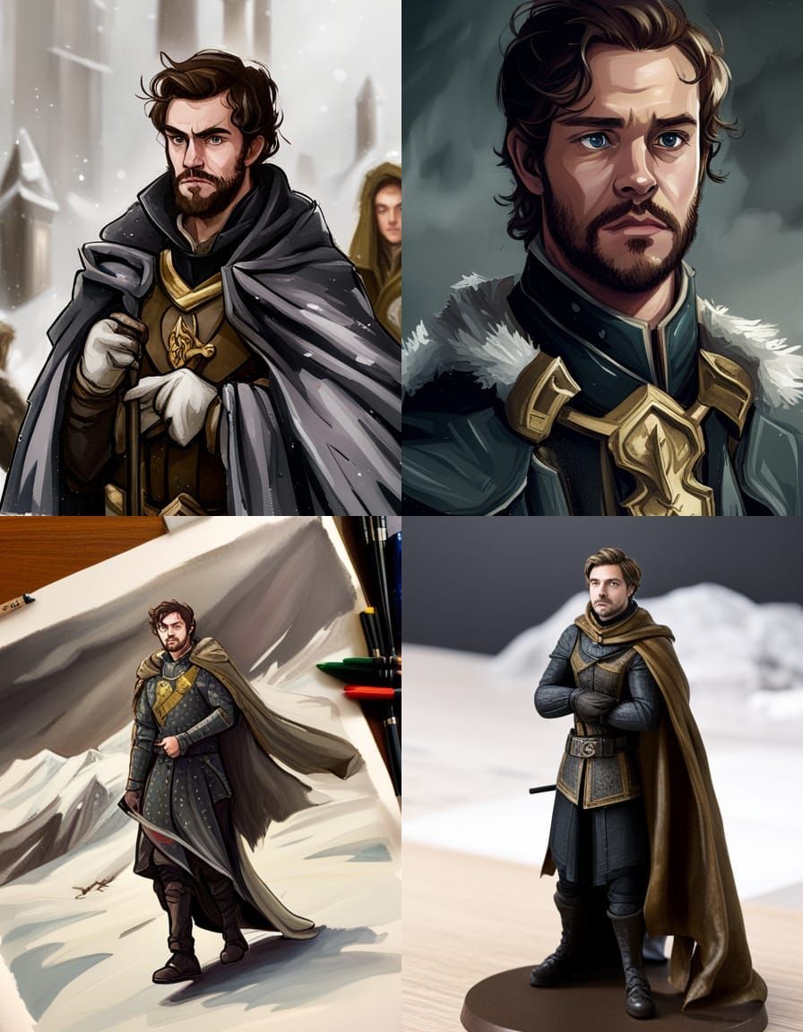 Night Watch Soldier in Snowy Weather, Dark Academia Painting