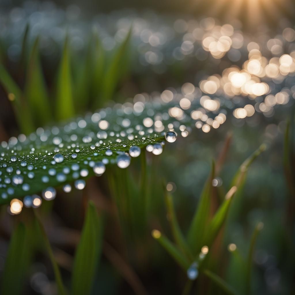 Dew Drops in Forest, Professional Photography