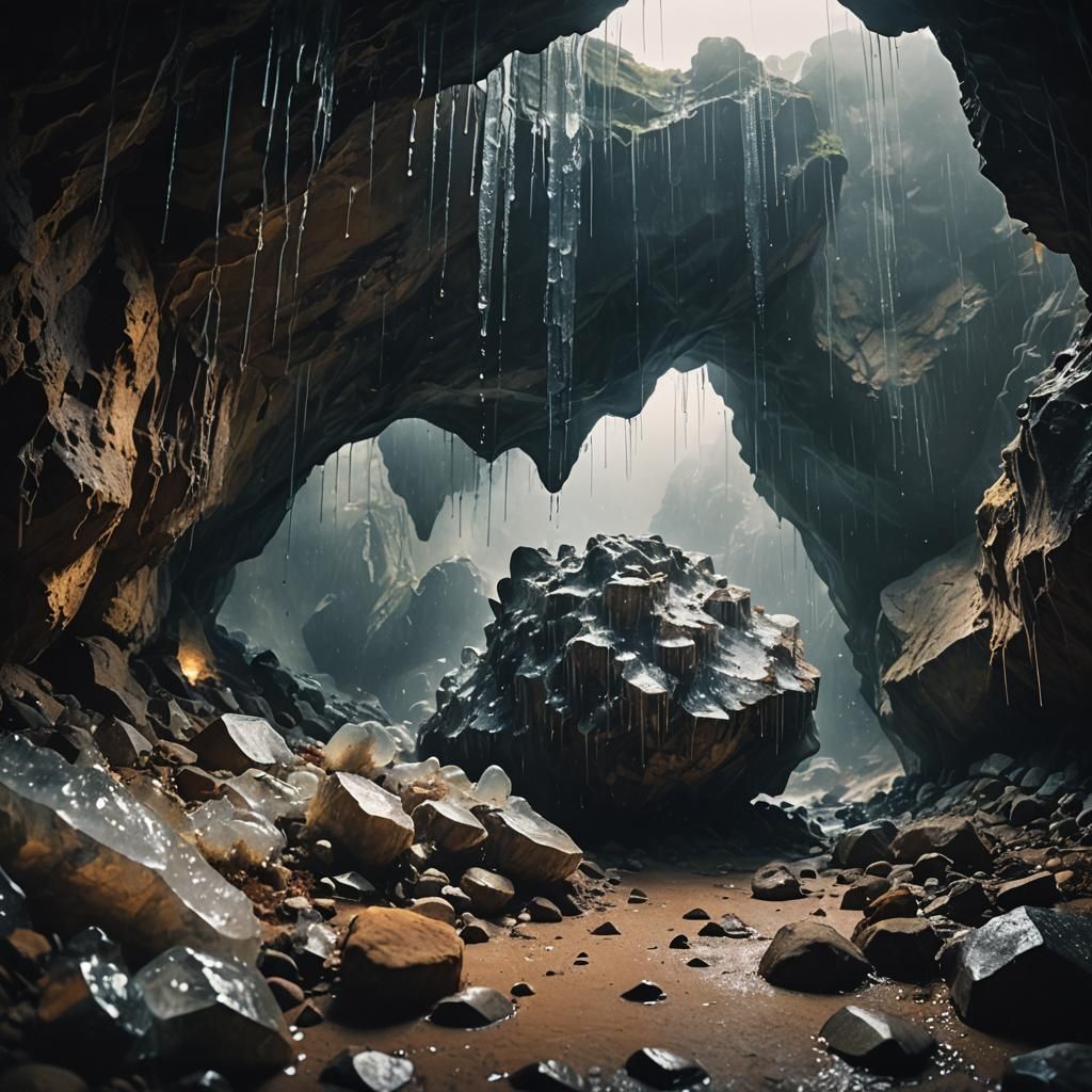 Misty Cave Crystals in Cinematic Lighting