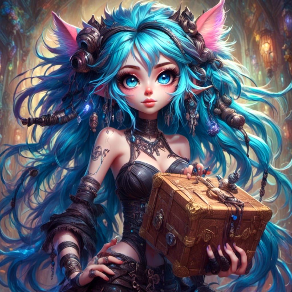 Jinxie with Teddy Bear Bomb Illustration