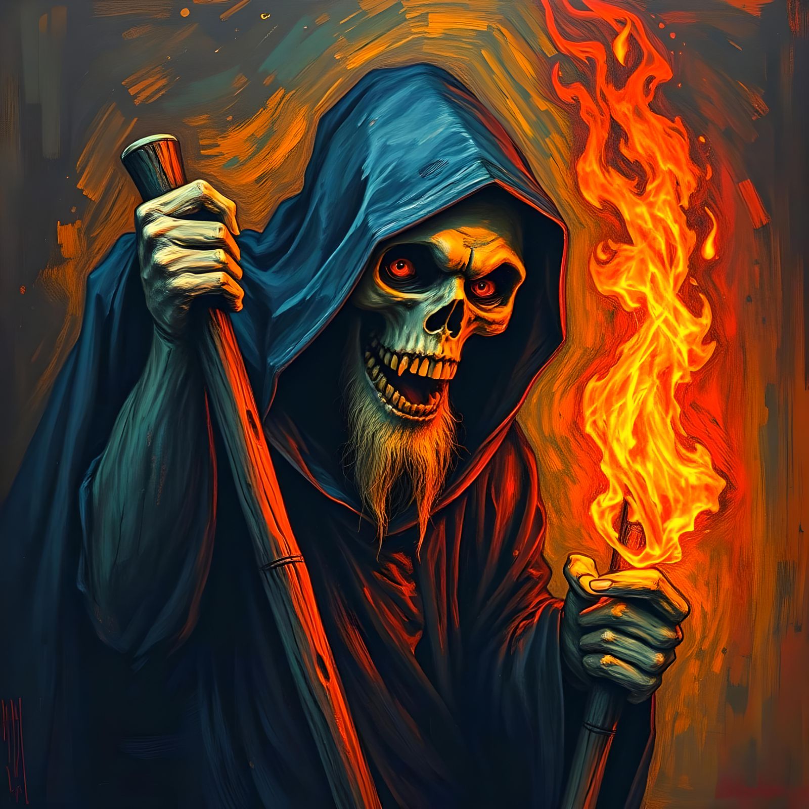 Grim Reaper in Fauvist Spectral Fire