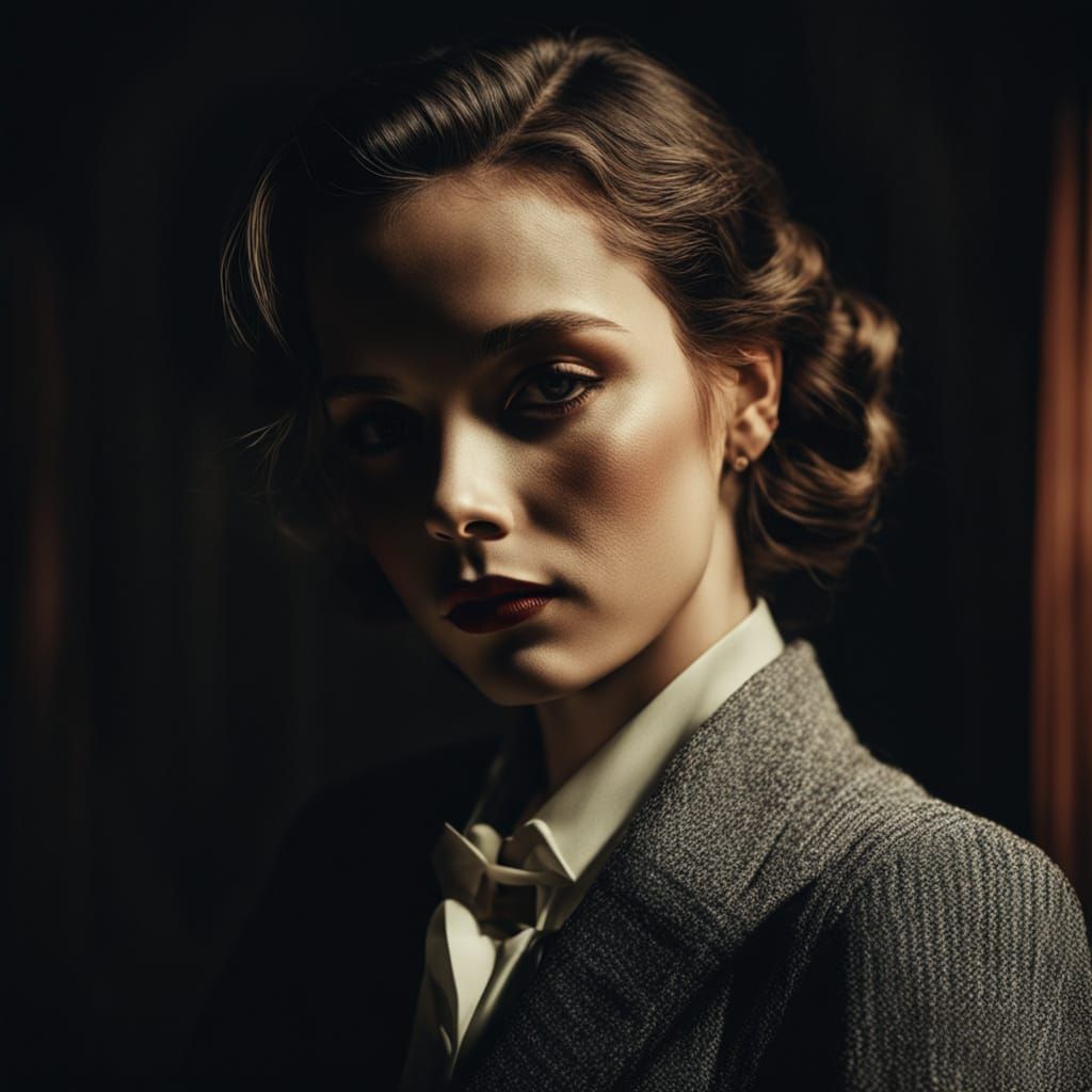 Elegant Woman in Film Noir Portrait