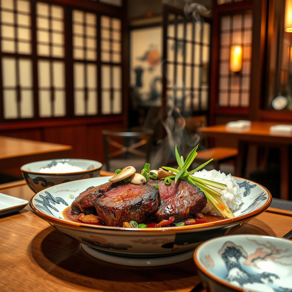 Japanese Wagyu Beef Teriyaki in Hiroshige Style