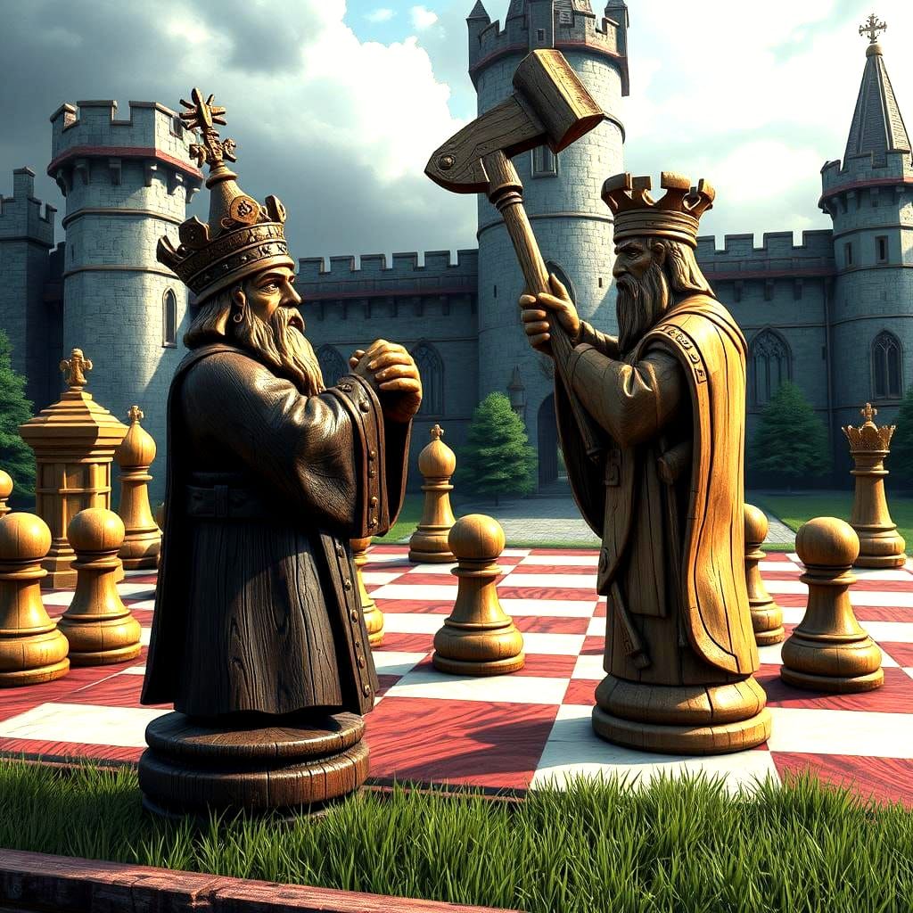 Red Queen's Chess Set: Fantasy Storybook Illustration