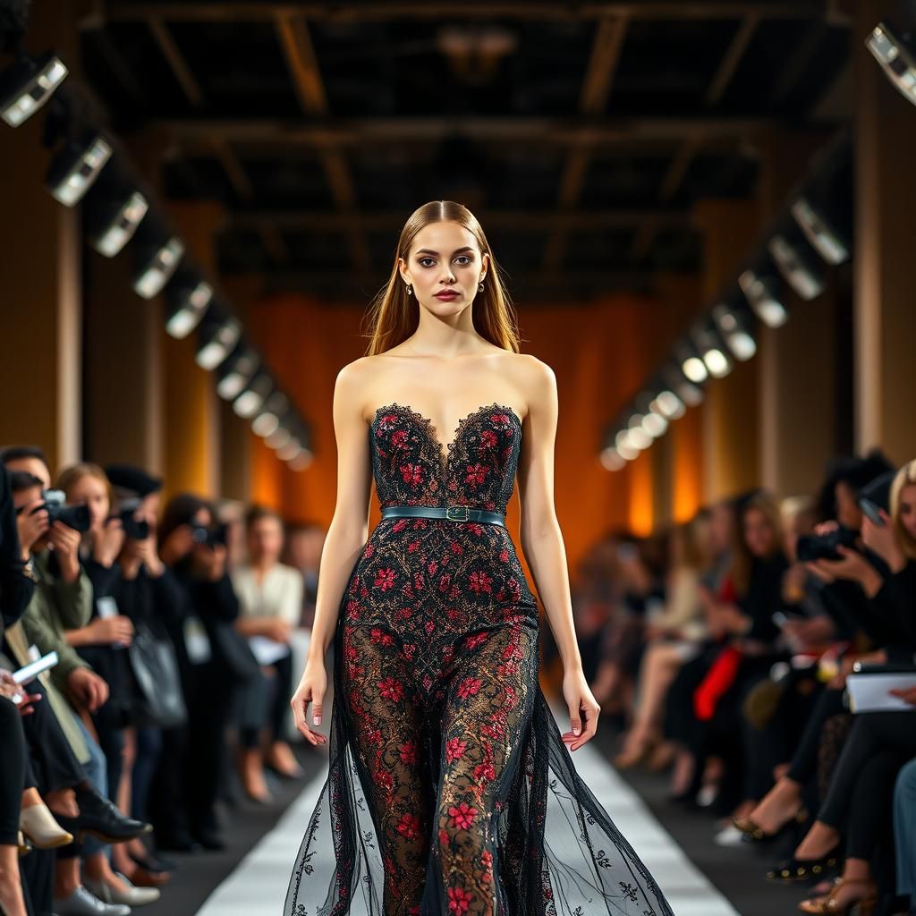 Model on Runway at Milan Fashion Week