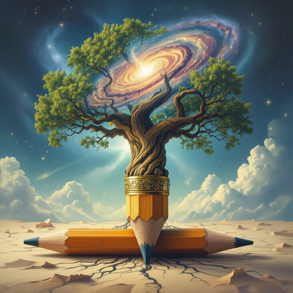 Ancient Tree Grows From Pencil Into Cosmic Galaxy