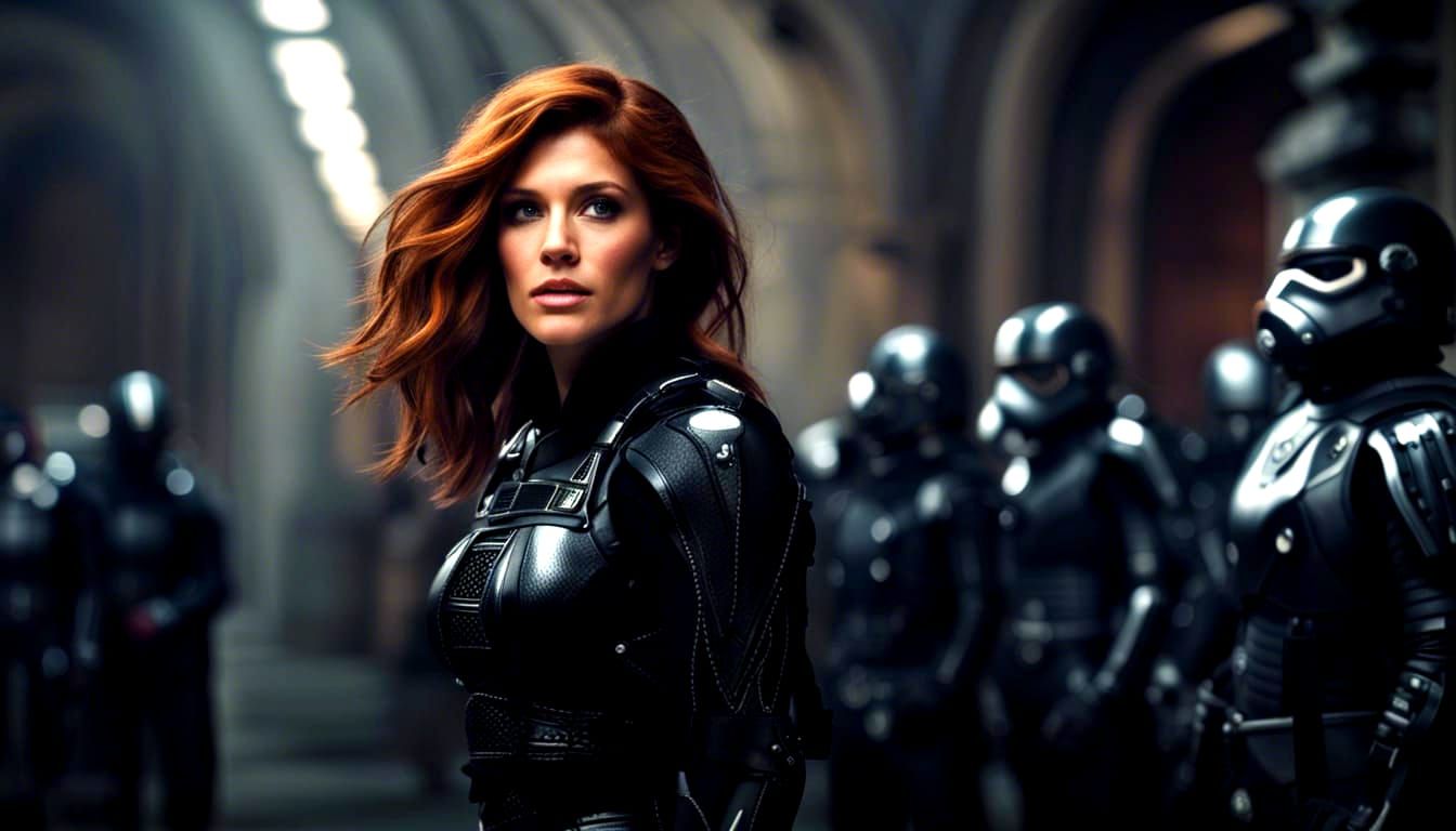 Ginger-Haired Warrior with Stormtroopers in Digital Matte Pa...