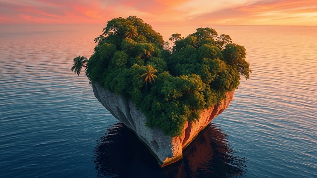 Enchanted Heart Island in Golden Hour