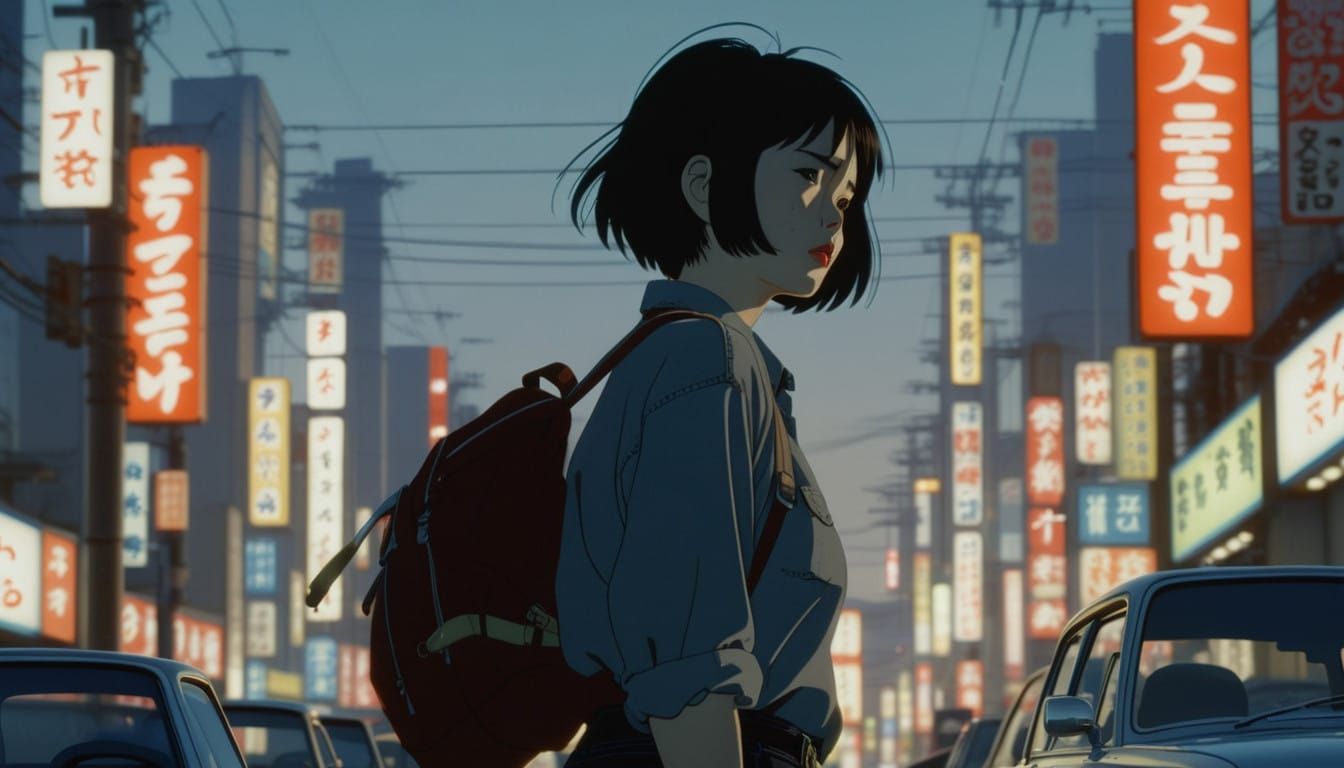 Determined Reporter Walks Against the City's Gritty Glow