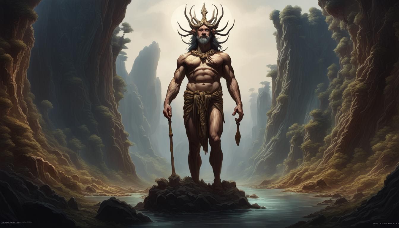 Agdistis: Hermaphroditic Deity in Dark Fantasy Art