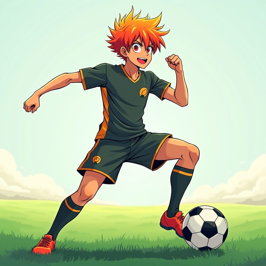 Anime Soccer Star in Dynamic Pose
