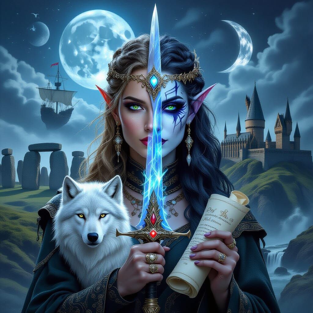 Dual Heritage Woman with Moon Elf and Viking Features