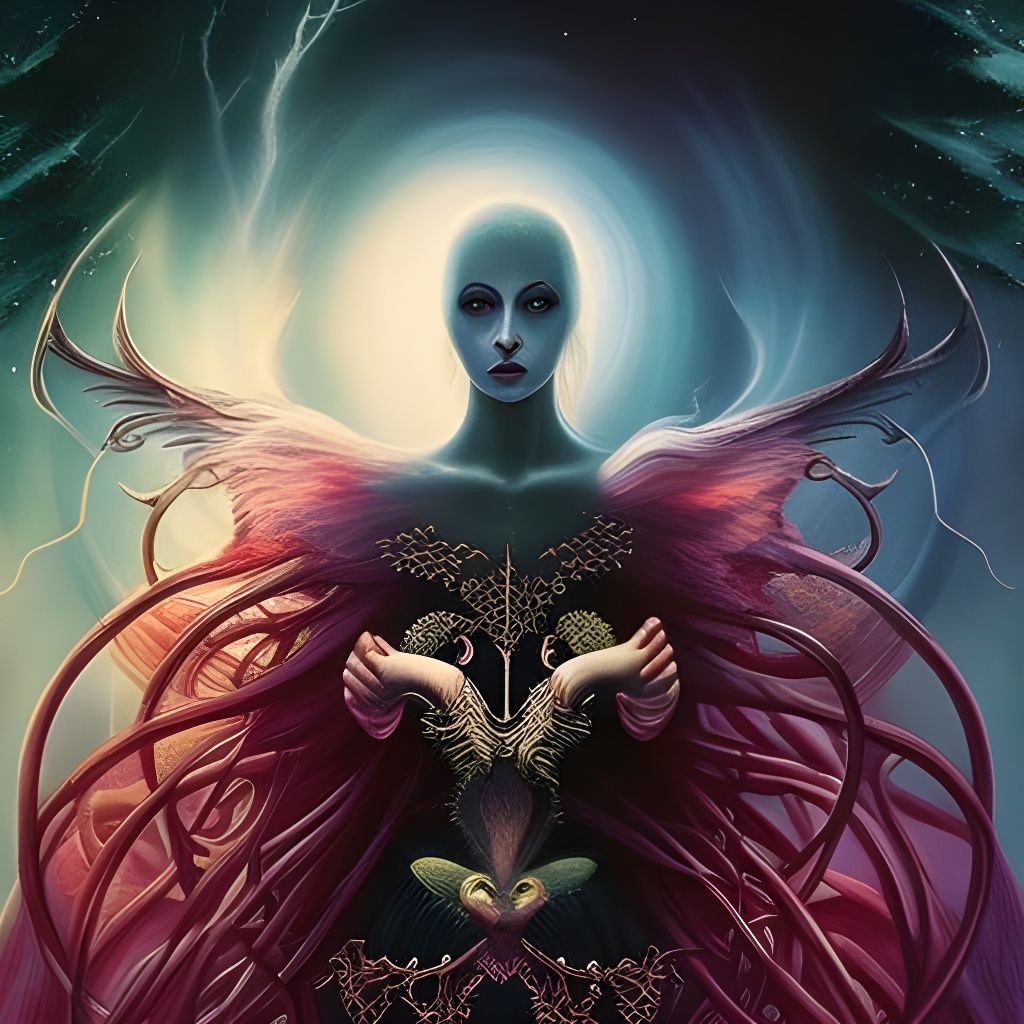 Entangled Hearts in Astral Horror Fantasy Art
