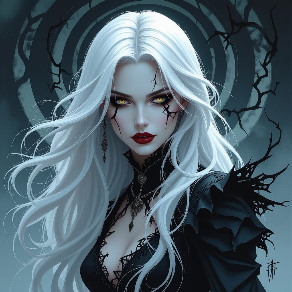 Surreal Vampire Hunter with Fractured Mosaic Face