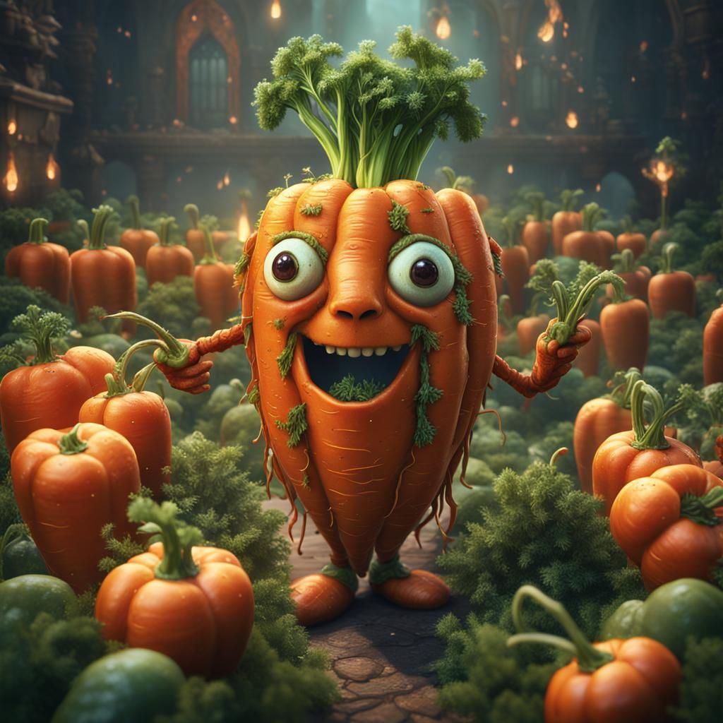 Detailed Anthropomorphic Carrot in Fantasy Concept Art
