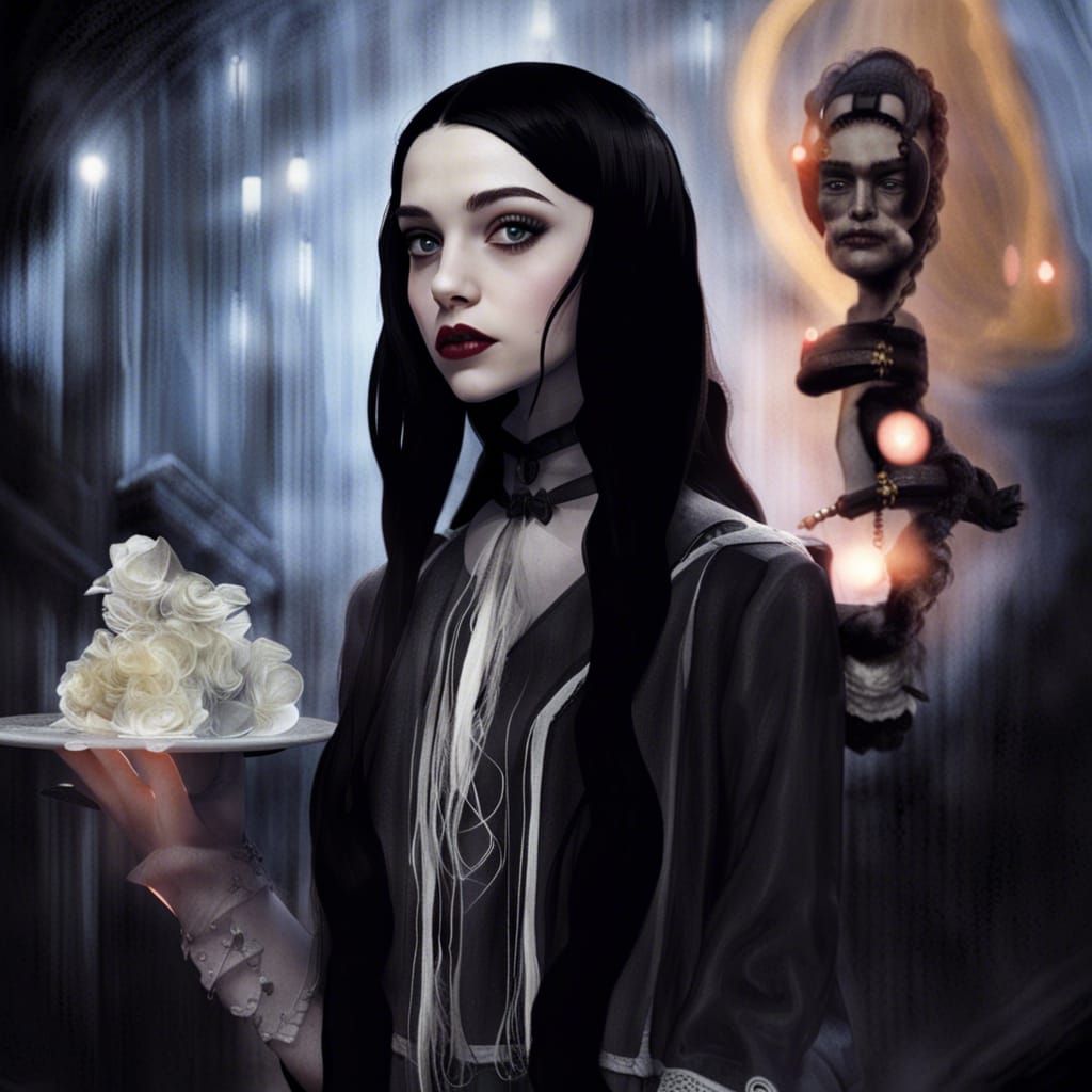 Young Wednesday Addams Portrait with Braids