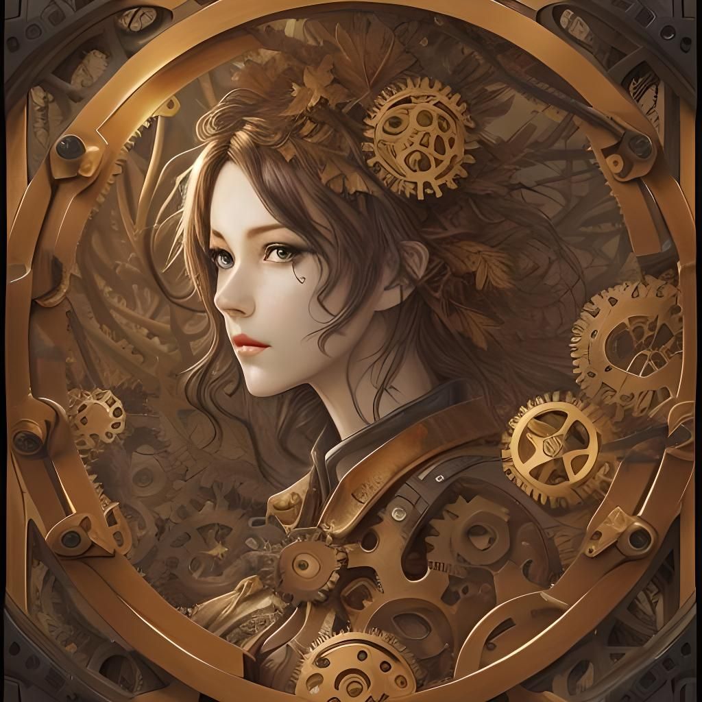 Steampunk Clockwork Forest with River of Gold