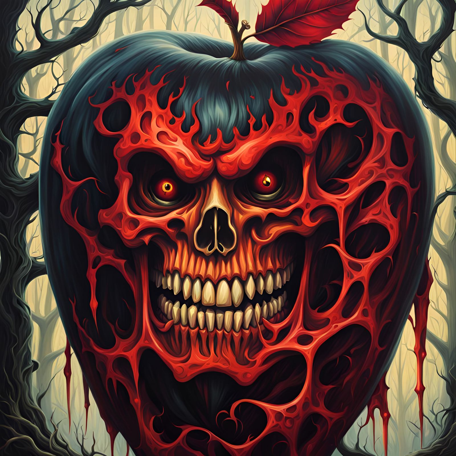 Gothic Horror Twisted Apple Art
