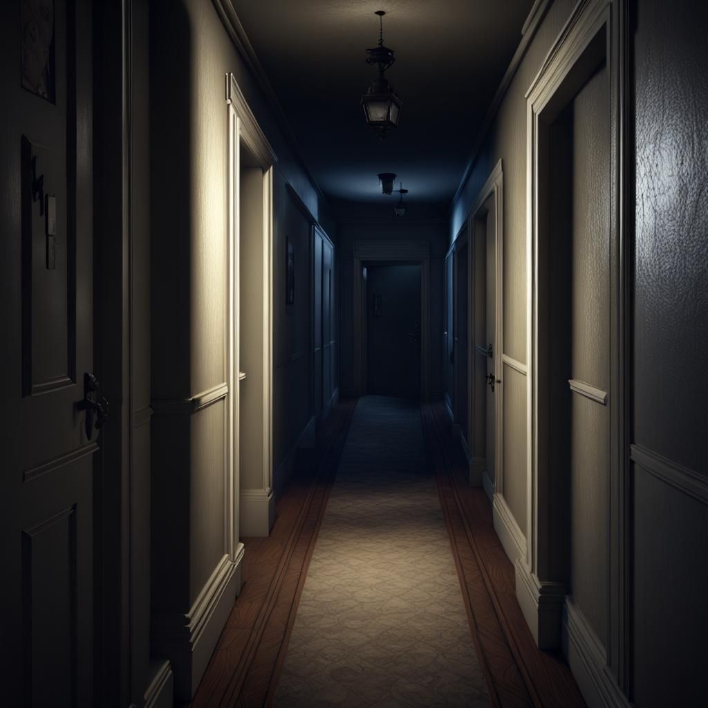 Dark Hallway with Monsters in Unreal Engine Style