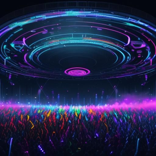 Futuristic DJ Concert Scene in 3D Cinematic Style