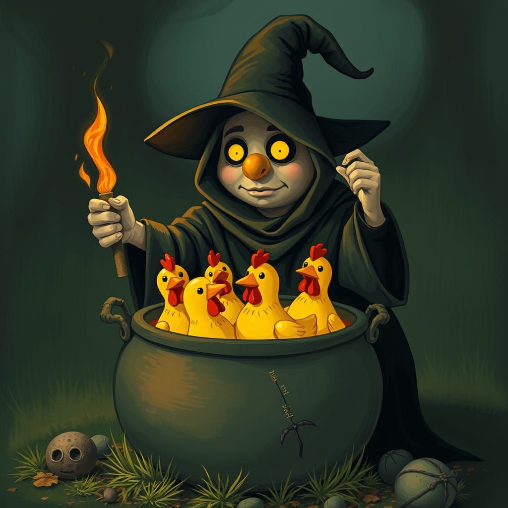 Witch's Cauldron Brews Rubber Chickens