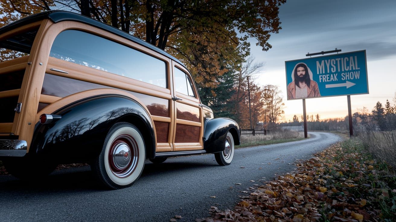 Vintage Woody Wagon Drives into Enchanted Gravel Road