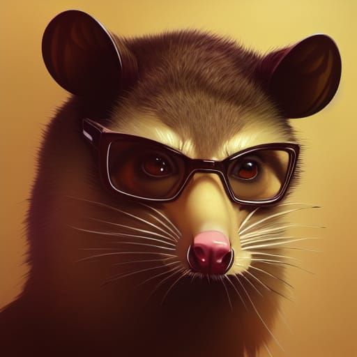 Anthropomorphic Possum Portrait in Hyperdetailed Style