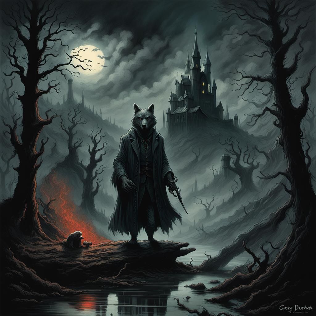 Big Bad Wolf in Sinister Horror Landscape
