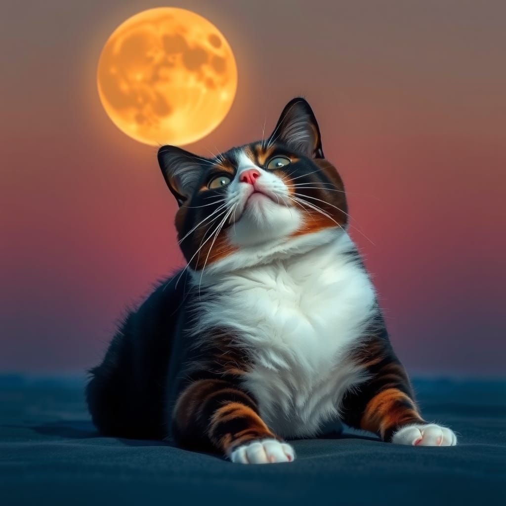 Feline Enjoys Lunar Eclipse Night