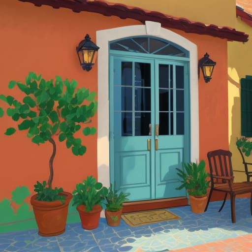 Small House in Fauvist Style with Vibrant Colors