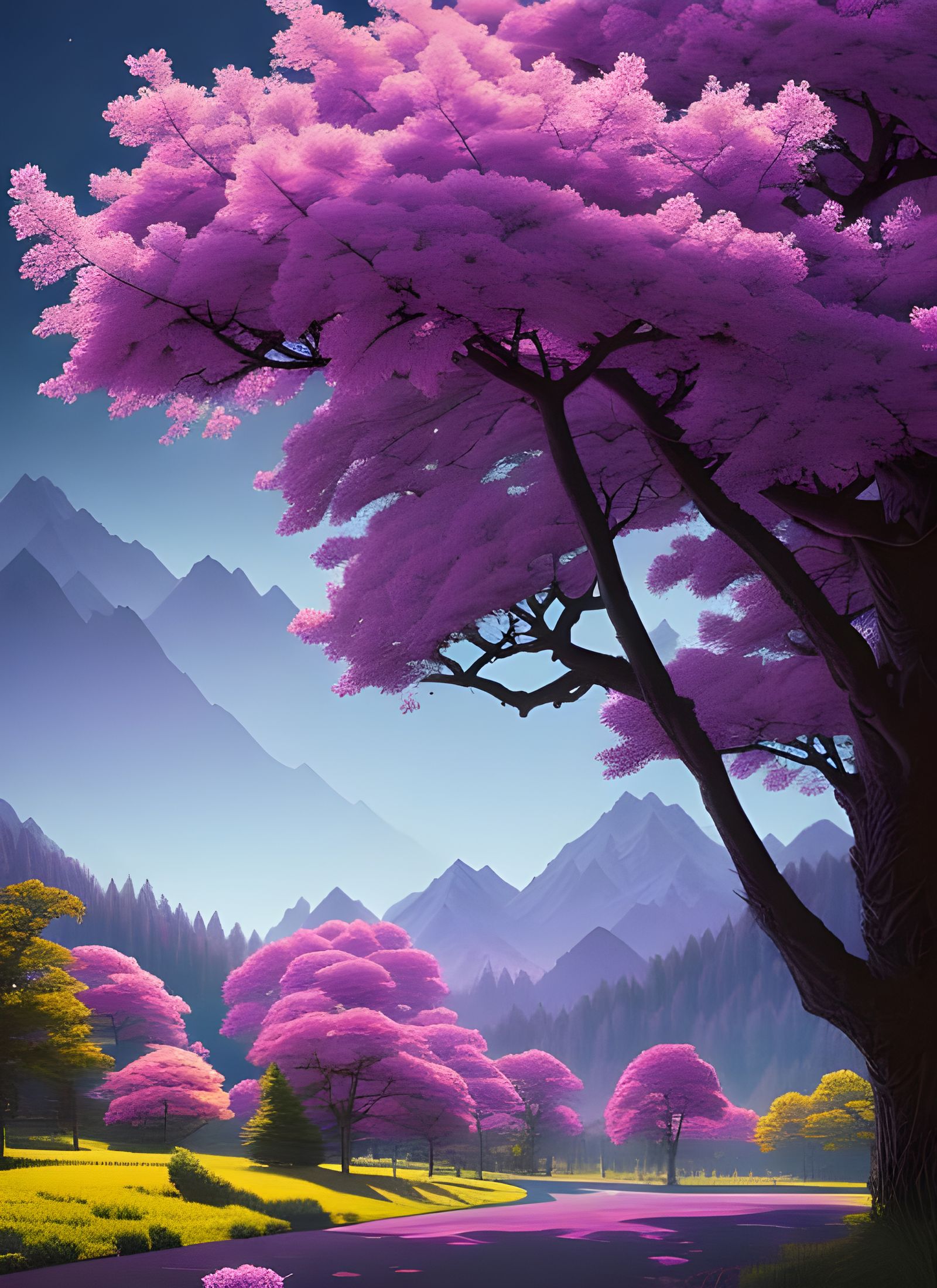 Photorealistic Purple Blossoms in Expressionist Style