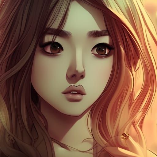 Girl with Smoky Eyeshadow in Webtoonpunk Style