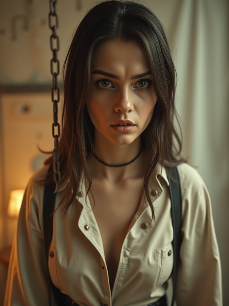 Hyperrealistic Portrait of a Young Woman in Soft Studio Ligh...