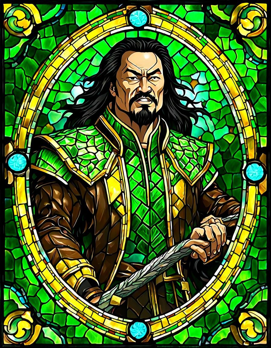 Shang Tsung Stained Glass Mosaic Portrait