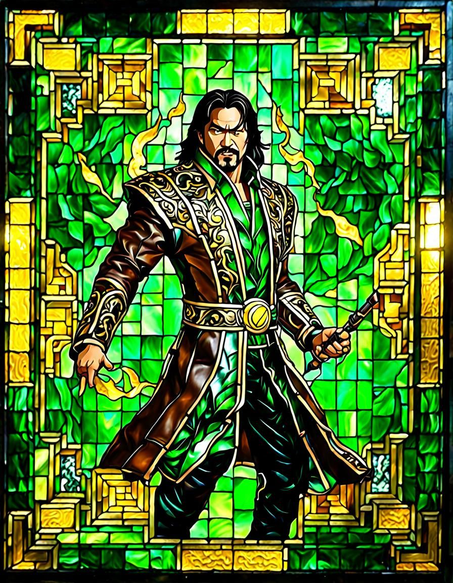 Shang Tsung Soul Magic in Stained Glass Mosaic