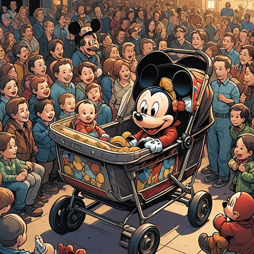 Baby at Disney Show in Comic Book Art