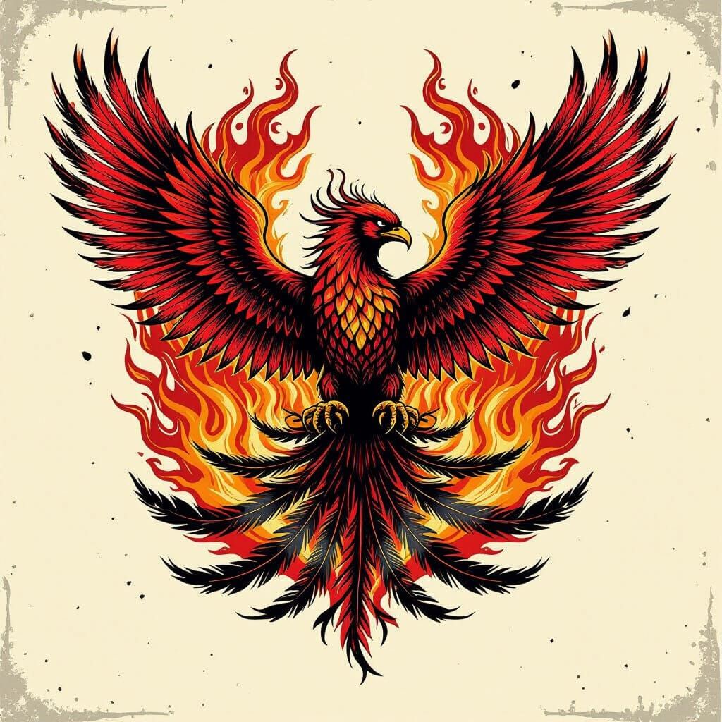 Fierce Phoenix Rising from Flames Streetwear Graphic