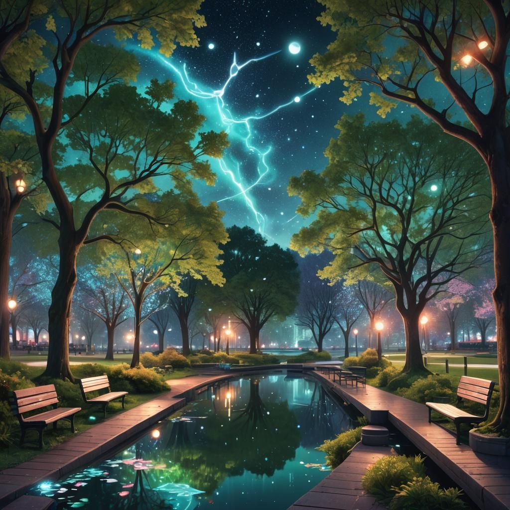 Urban Park Transformed into Futuristic Holographic Wonderlan...