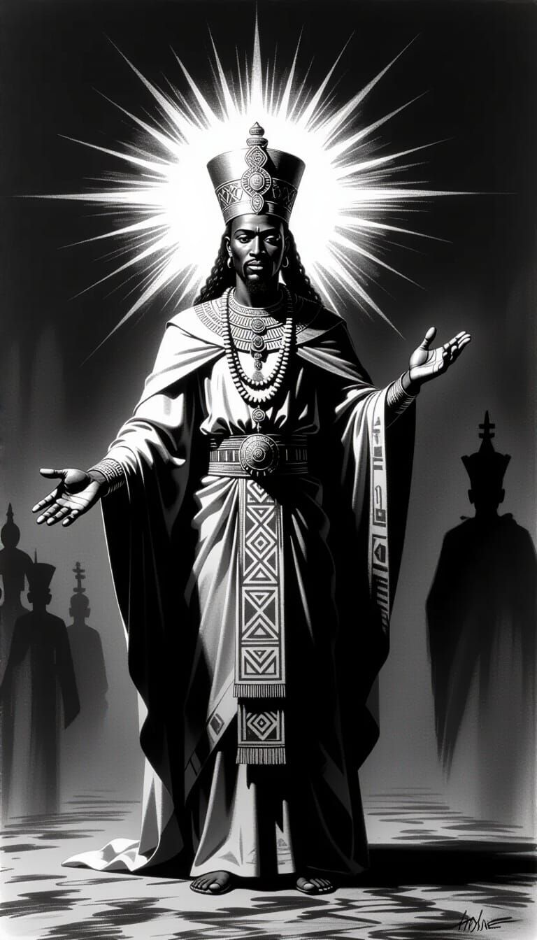 Regal Figure Drawing with Luminous Halo