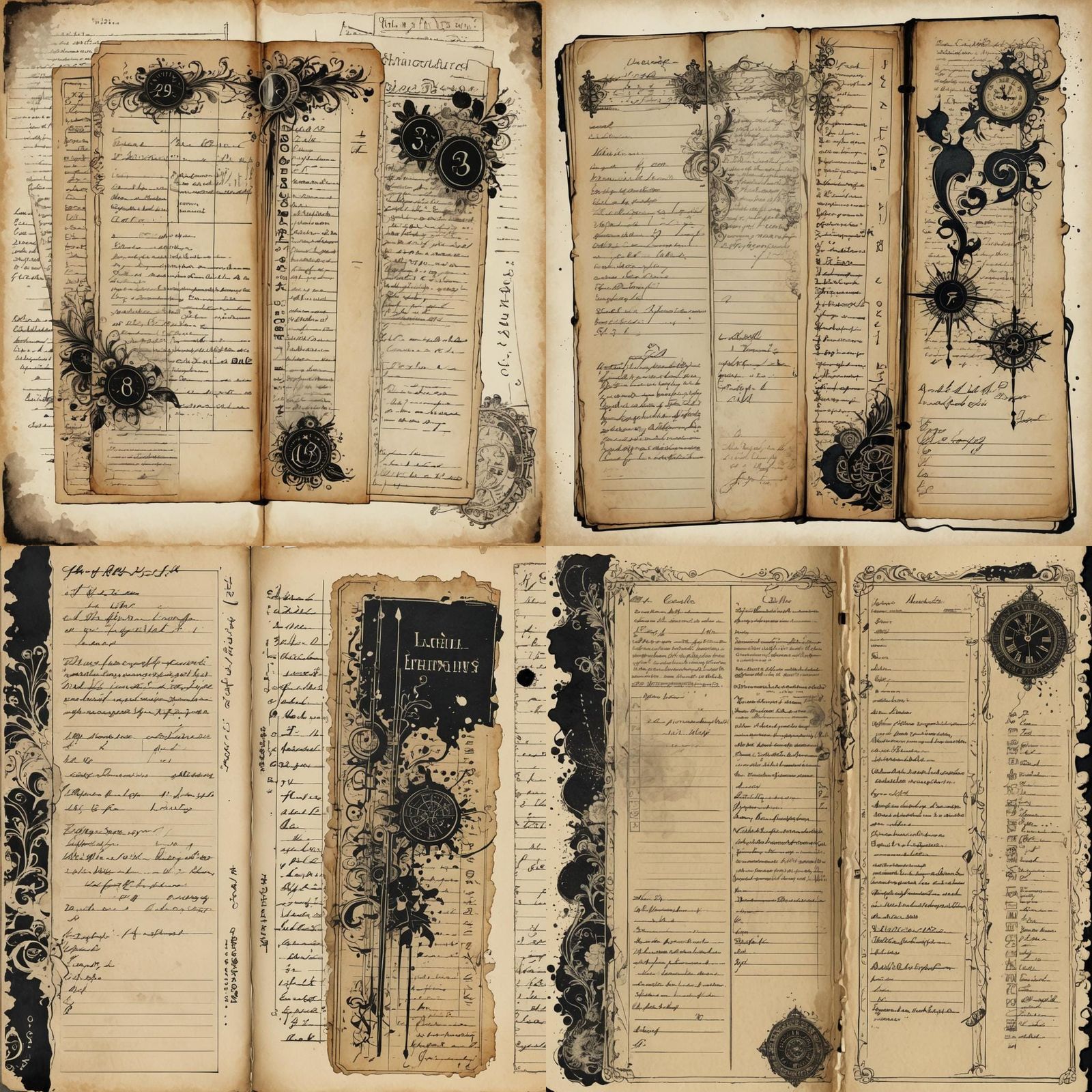 Vintage Grunge Bookmarks on Cream Background