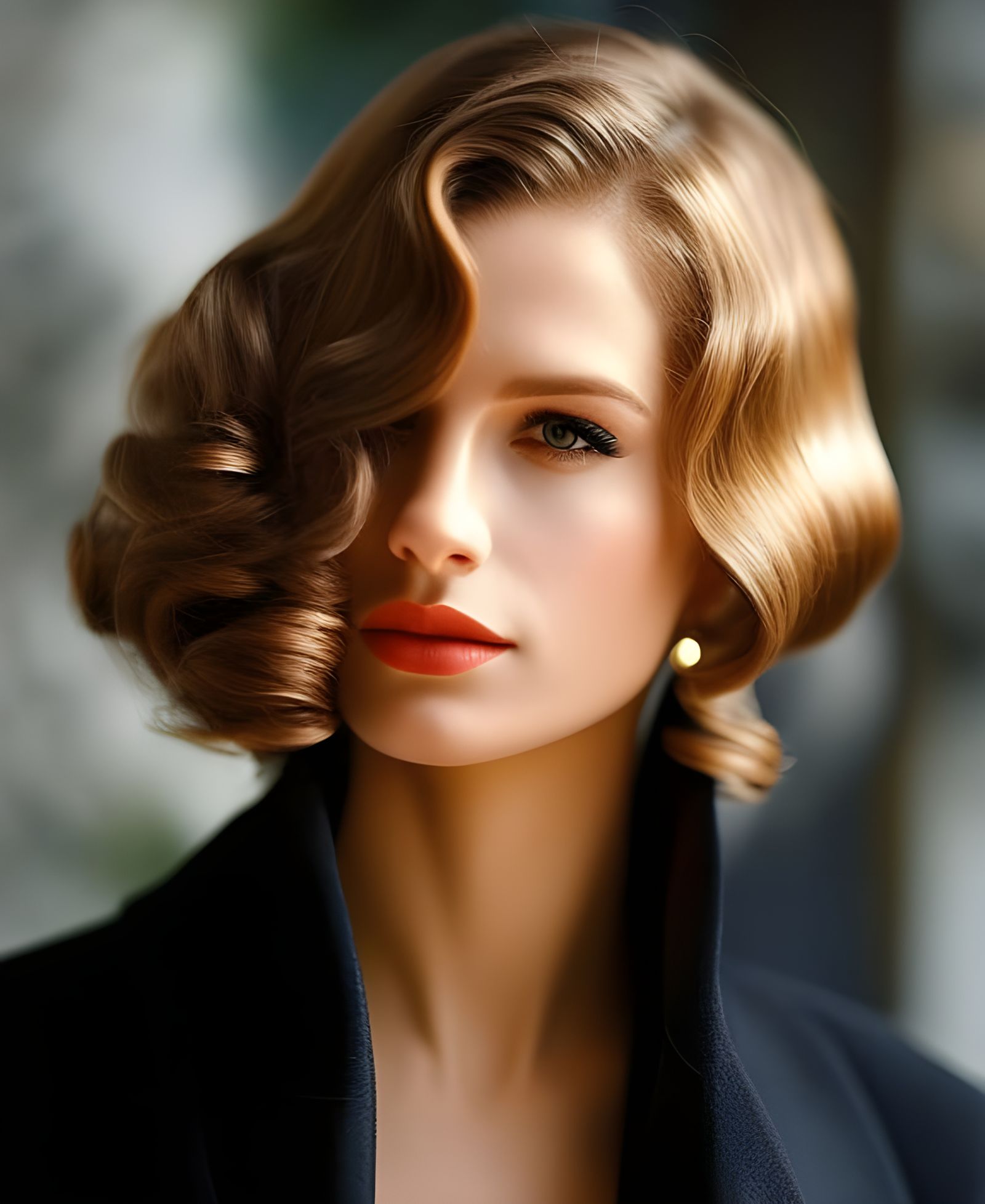 Woman Enjoying Tea in Cafe: Photorealistic Portrait