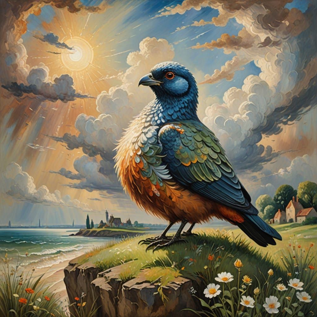 Whimsical Heavenly Creature Basks in Divine Light