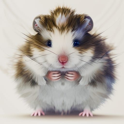 Fluffy Hamster on Plate: Detailed Matte Painting