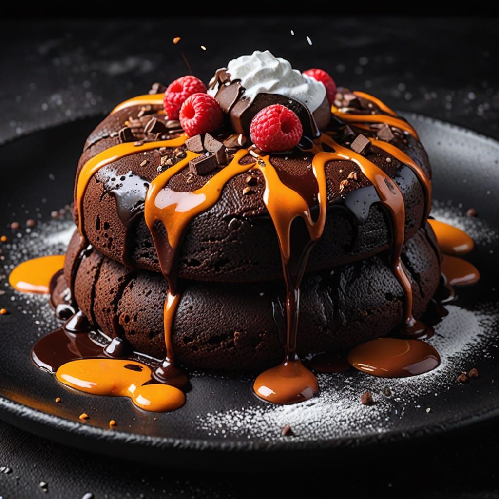 Molten Lava Cake in Vibrant Oil Painting Style