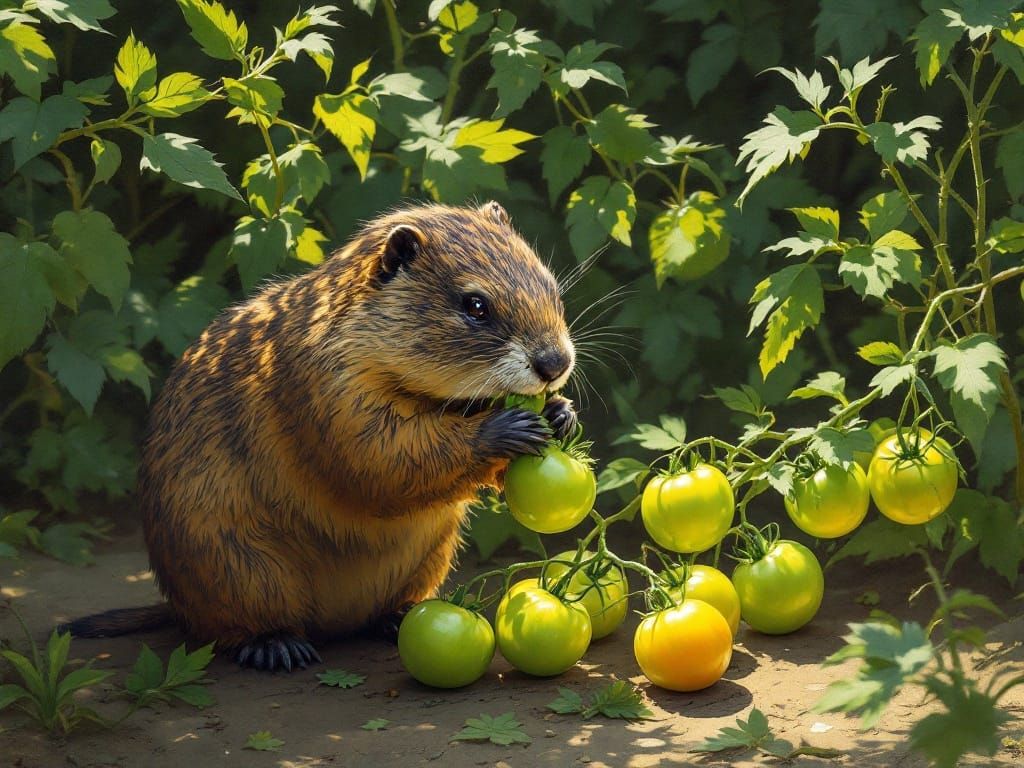 A Groundhog's Summer Delight in the Garden