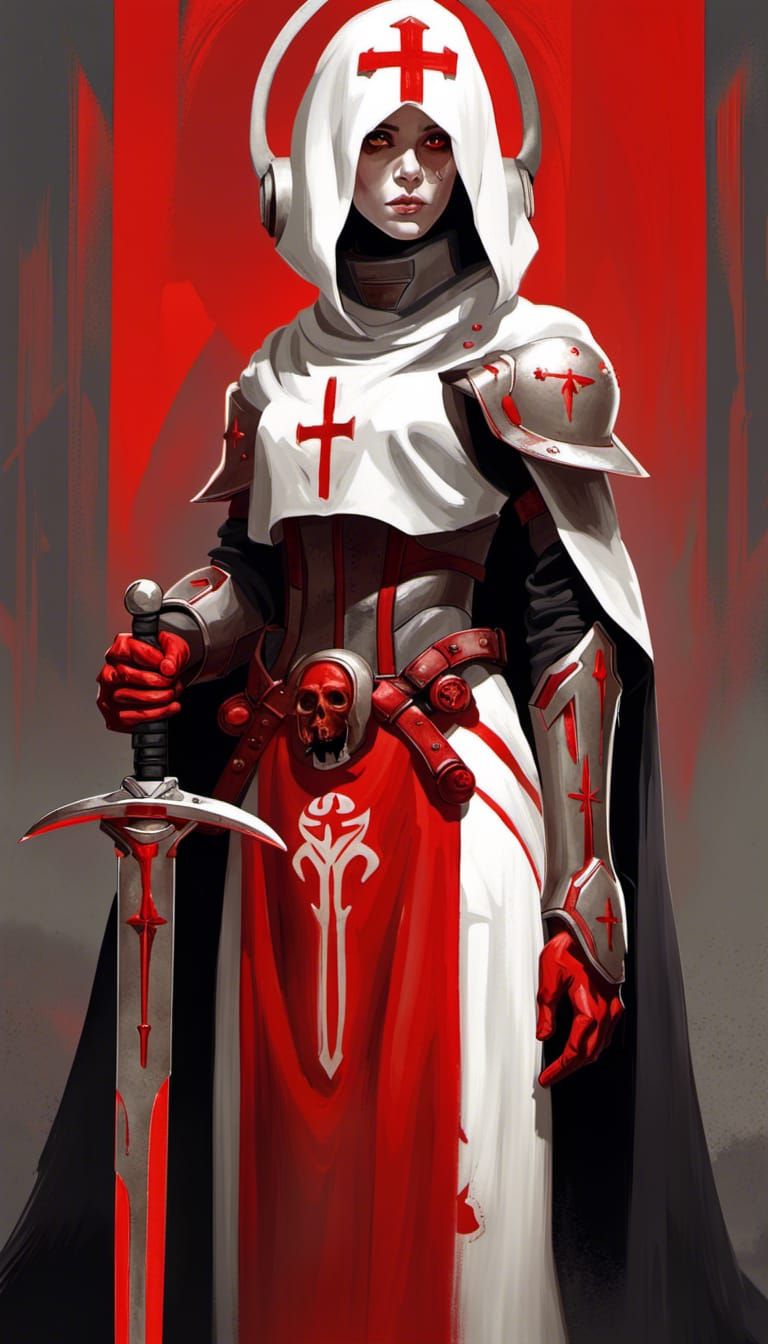 Nun in Combat Armor: Hyperdetailed Digital Art
