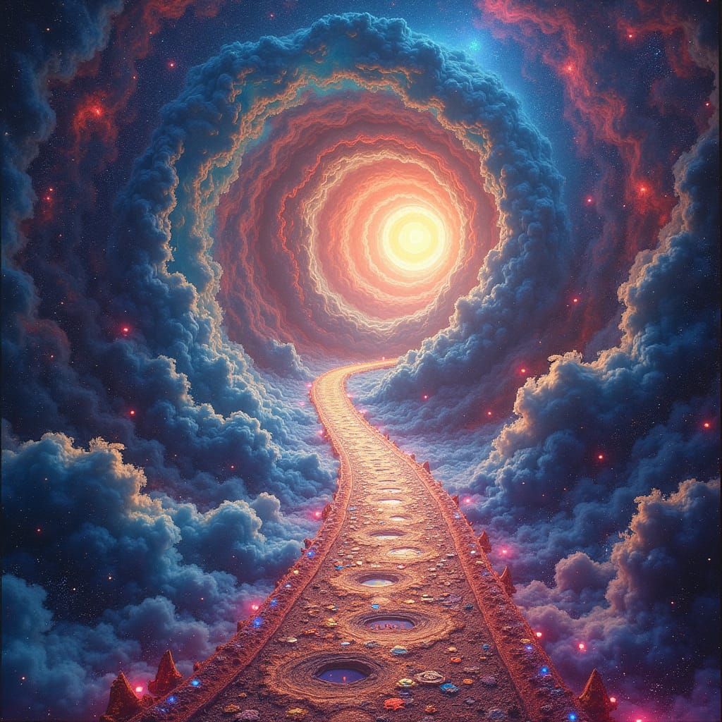 Ethereal Highway Through Vibrant Nebulae