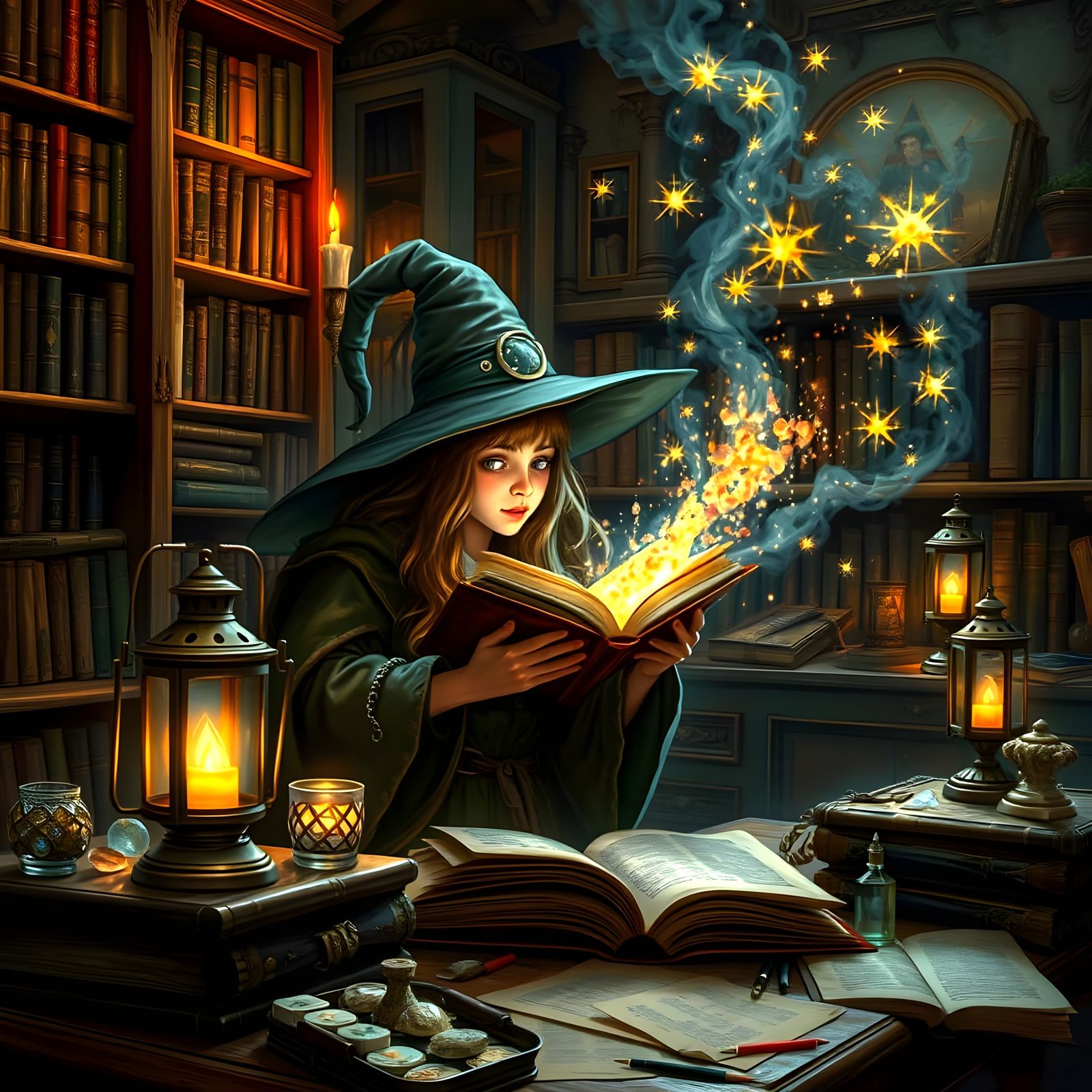 A Young Witch Taps Forbidden Knowledge in a Mysterious Study
